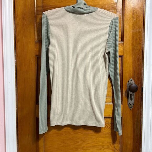 Madewell Tan Green Ribbed Turtleneck Sweater Women’s Small - Picture 6 of 6